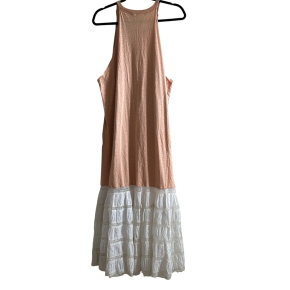 Intimately Free People Peach Sleeveless Drop Waist Lace Tiered Maxi Dress Size M - Picture 5 of 6